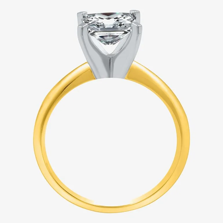 (G / SI2) Womens 2 CT. Lab-Grown White Diamond 14K Gold Princess-cut Solitaire Engagement Ring