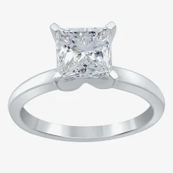 (G / SI2) Womens 2 CT. Lab-Grown White Diamond 14K Gold Princess-cut Solitaire Engagement Ring