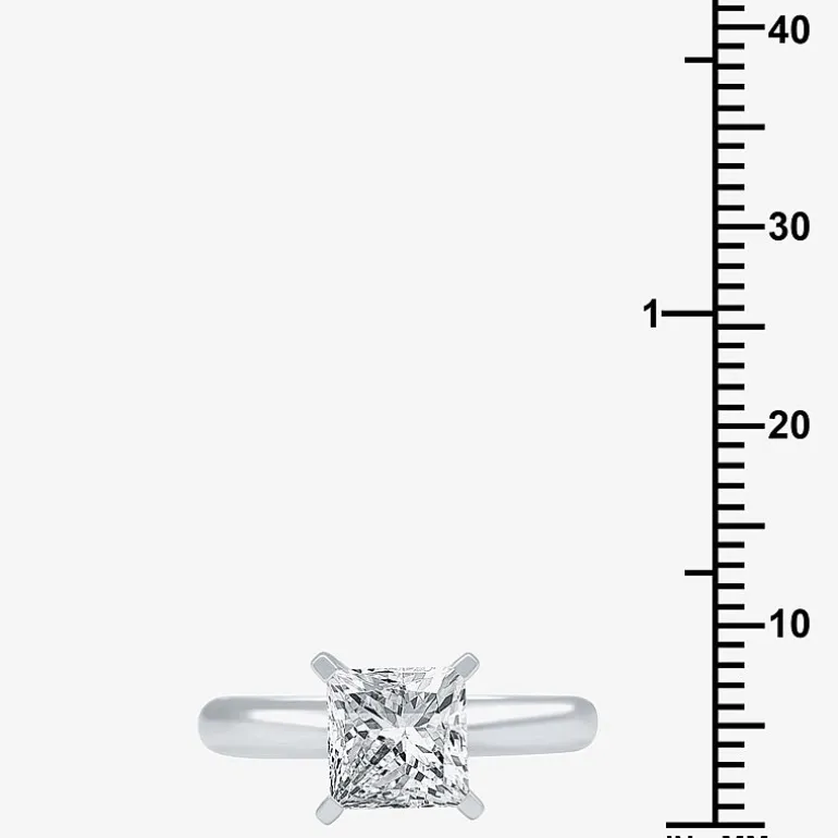(G / SI2) Womens 2 CT. Lab-Grown White Diamond 14K Gold Princess-cut Solitaire Engagement Ring