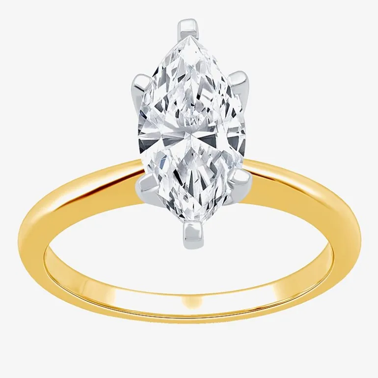 (G / SI2) Womens 2 CT. Lab-Grown White Diamond 14K Gold Marquise Solitaire Engagement Ring