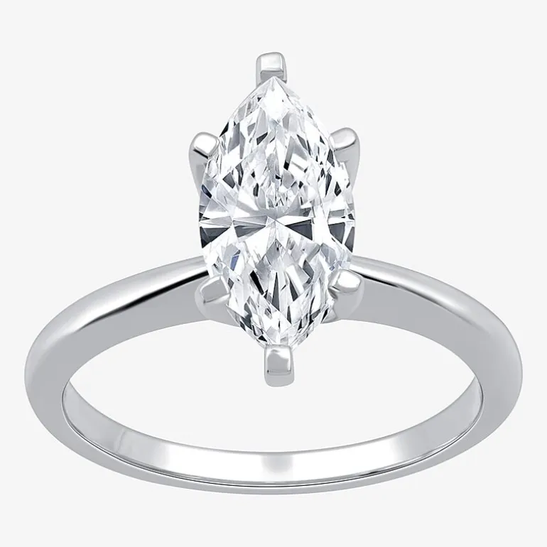 (G / SI2) Womens 2 CT. Lab-Grown White Diamond 14K Gold Marquise Solitaire Engagement Ring