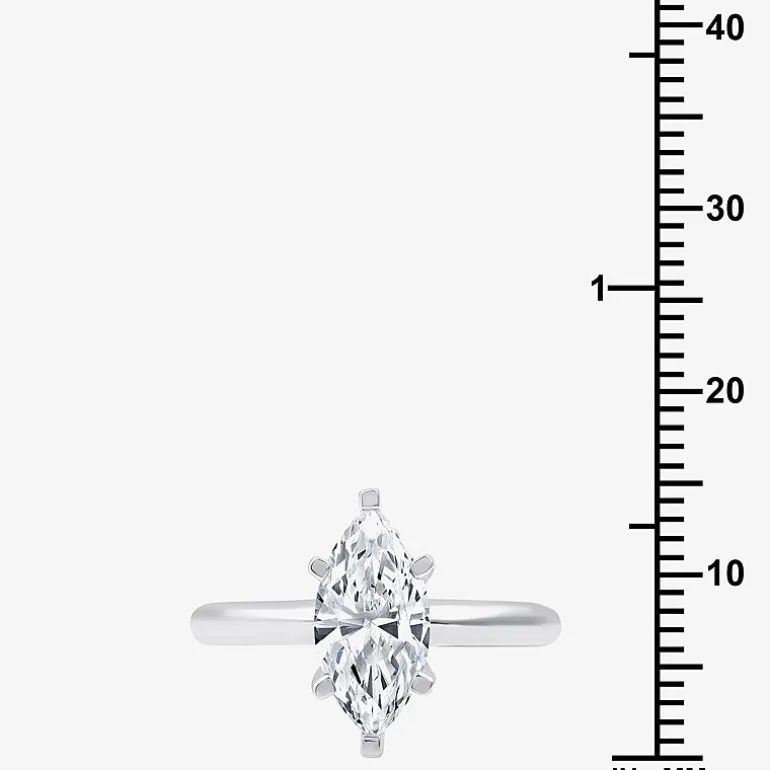 (G / SI2) Womens 2 CT. Lab-Grown White Diamond 14K Gold Marquise Solitaire Engagement Ring