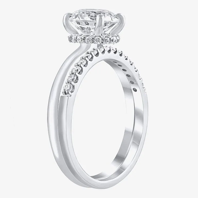 (G / Si2) Womens 3 1/3 Ct. T.W. Lab Grown White Diamond 14K Gold Round Solitaire Bridal Set