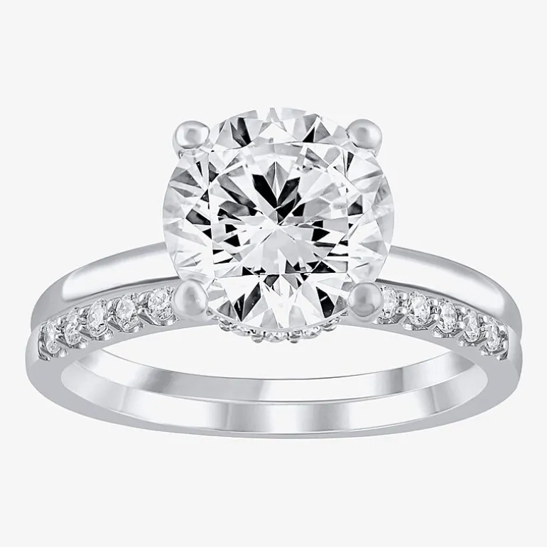 (G / Si2) Womens 3 1/3 Ct. T.W. Lab Grown White Diamond 14K Gold Round Solitaire Bridal Set