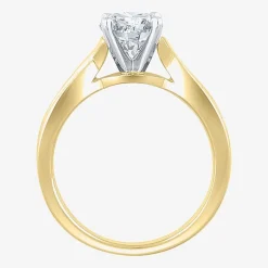(G / Si2) Womens 1 1/3 CT. T.W. Lab Grown White Diamond 10K Gold Round Side Stone Engagement Ring