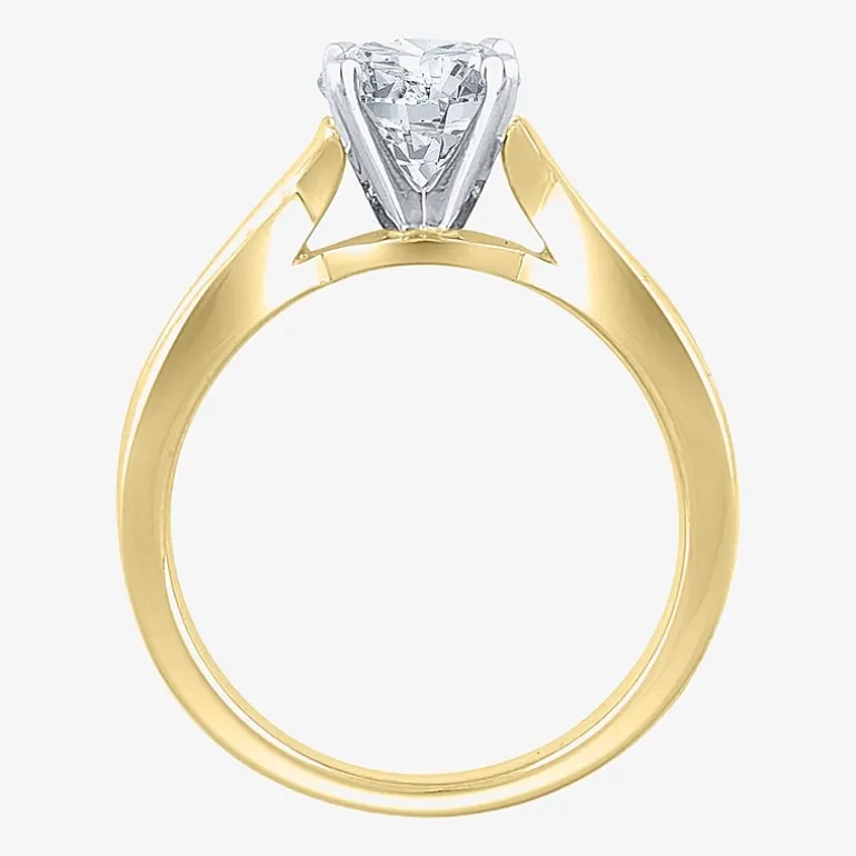 (G / Si2) Womens 1 1/3 CT. T.W. Lab Grown White Diamond 10K Gold Round Side Stone Engagement Ring