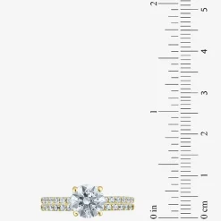 (G / Si2) Womens 2 CT. T.W. Lab Grown White Diamond 10K Gold Round Side Stone Bridal Set