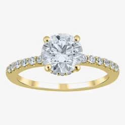 (G / Si2) Womens 2 CT. T.W. Lab Grown White Diamond 10K Gold Round Side Stone Bridal Set