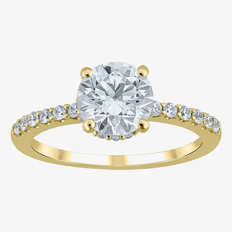 (G / Si2) Womens 2 CT. T.W. Lab Grown White Diamond 10K Gold Round Side Stone Bridal Set