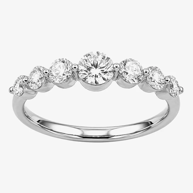 (G / Si2) Womens 2MM 1 CT. T.W. Lab Grown White Diamond 10K Gold Anniversary Band