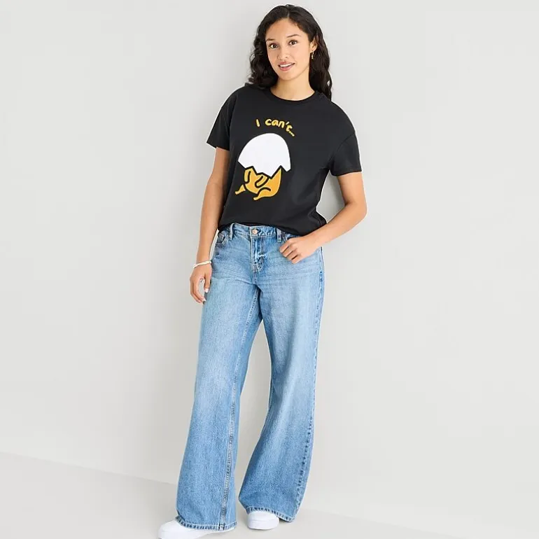 Gudetama Boyfriend Tee Womens Juniors Crew Neck Short Sleeve Loose Fit Graphic T-Shirt