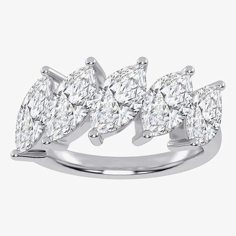 (G / Vs2-Si2) Womens 2 1/2 CT. T.W. Lab Grown White Diamond 14K Gold 5-Stone Anniversary Band