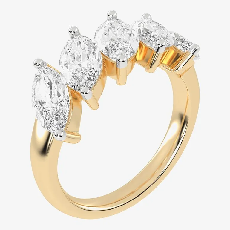 (G / Vs2-Si2) Womens 2 1/2 CT. T.W. Lab Grown White Diamond 14K Gold 5-Stone Anniversary Band