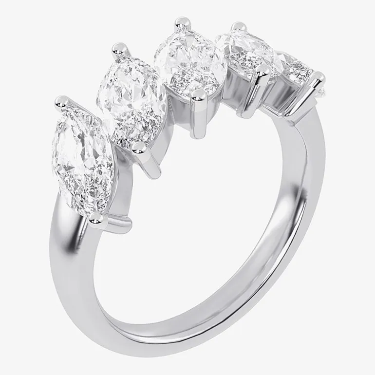 (G / Vs2-Si2) Womens 2 1/2 CT. T.W. Lab Grown White Diamond 14K Gold 5-Stone Anniversary Band