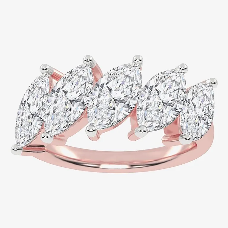 (G / Vs2-Si2) Womens 2 1/2 CT. T.W. Lab Grown White Diamond 14K Gold 5-Stone Anniversary Band