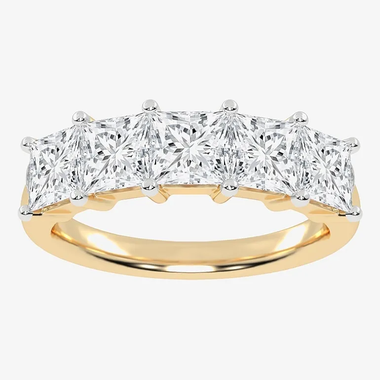 (G / Vs2-Si2) Womens 2 1/2 CT. T.W. Lab Grown White Diamond 14K Gold 5-Stone Anniversary Band