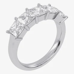 (G / Vs2-Si2) Womens 2 1/2 CT. T.W. Lab Grown White Diamond 14K Gold 5-Stone Anniversary Band