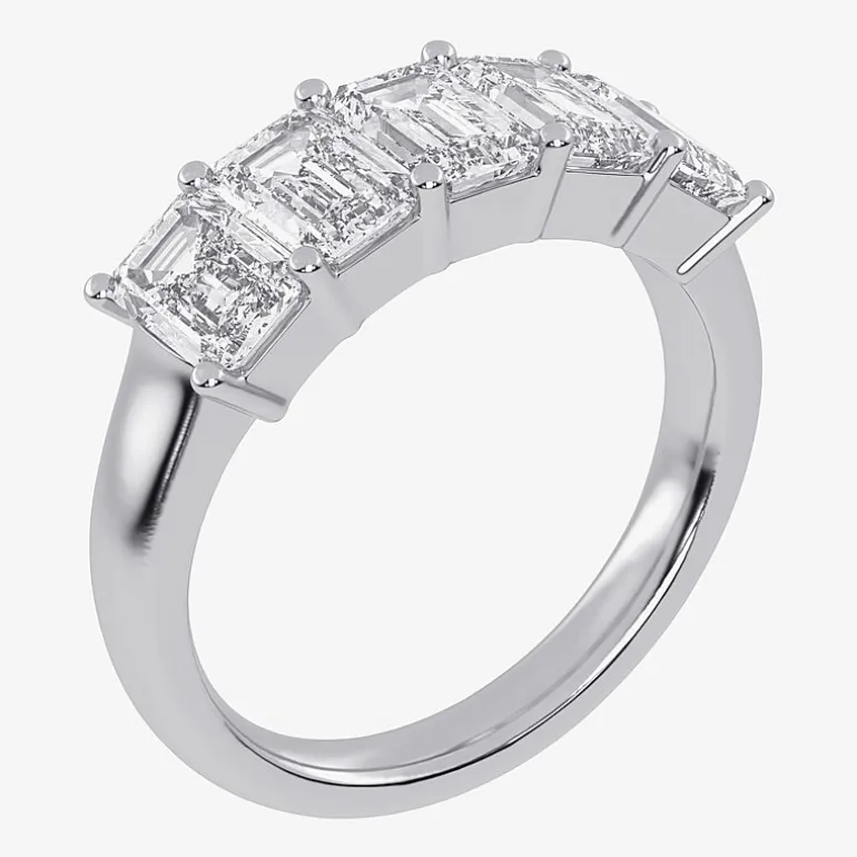 (G / Vs2-Si2) Womens 2 1/2 CT. T.W. Lab Grown White Diamond 14K Gold 5-Stone Anniversary Band