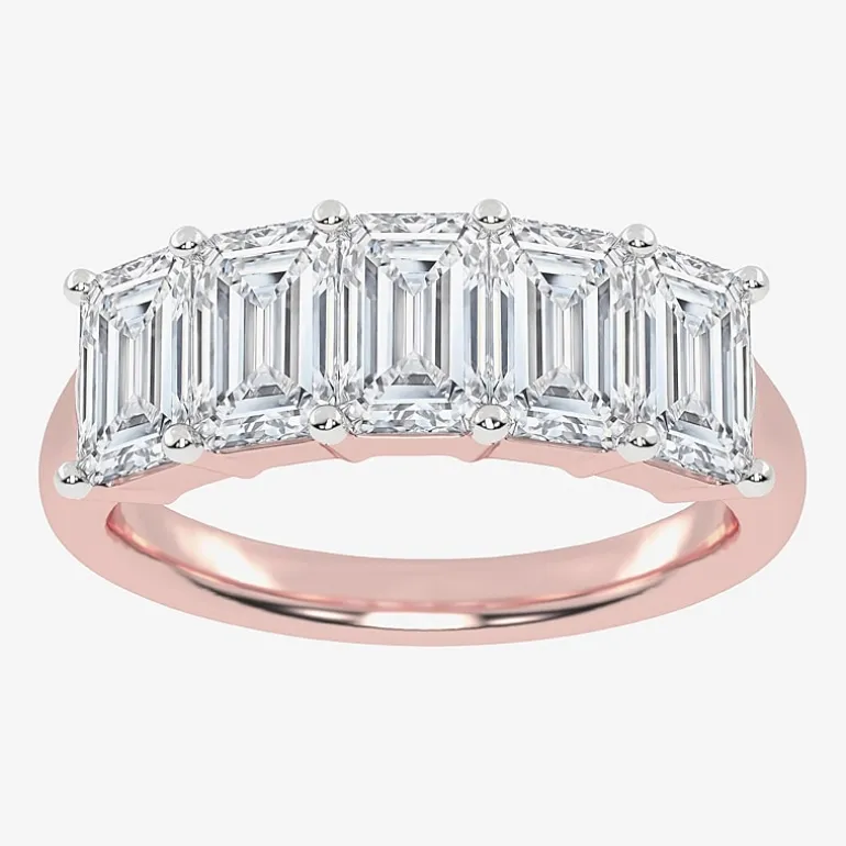 (G / Vs2-Si2) Womens 2 1/2 CT. T.W. Lab Grown White Diamond 14K Gold 5-Stone Anniversary Band