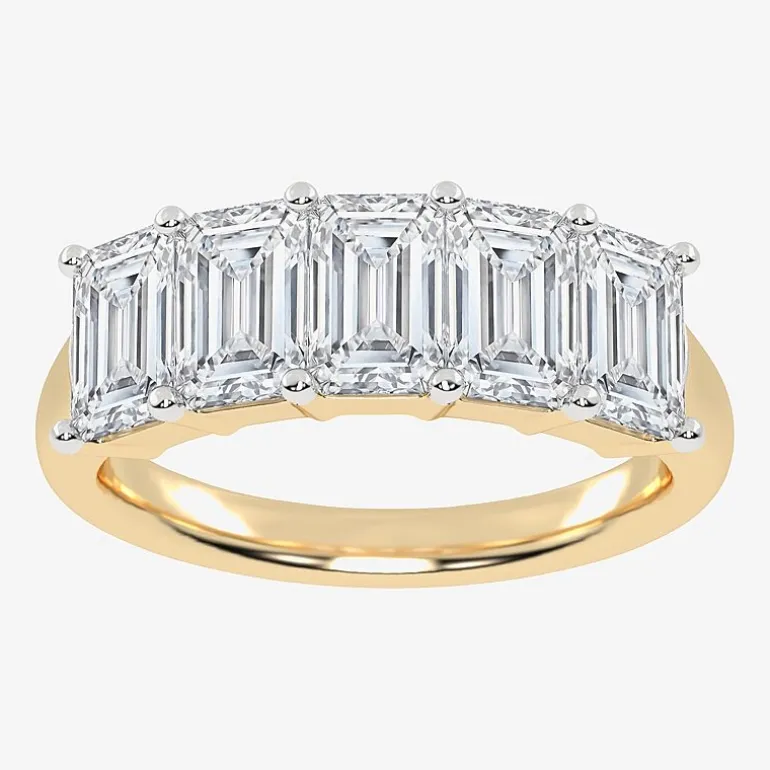 (G / Vs2-Si2) Womens 2 1/2 CT. T.W. Lab Grown White Diamond 14K Gold 5-Stone Anniversary Band