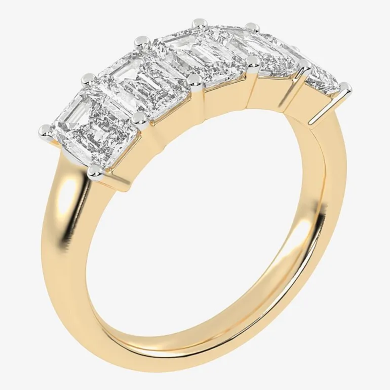 (G / Vs2-Si2) Womens 2 1/2 CT. T.W. Lab Grown White Diamond 14K Gold 5-Stone Anniversary Band