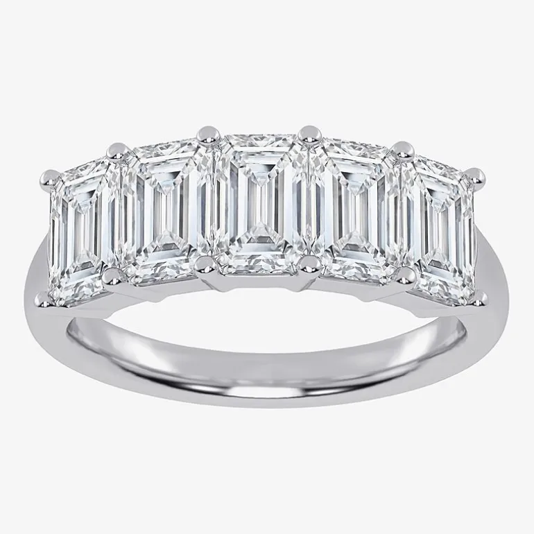 (G / Vs2-Si2) Womens 2 1/2 CT. T.W. Lab Grown White Diamond 14K Gold 5-Stone Anniversary Band