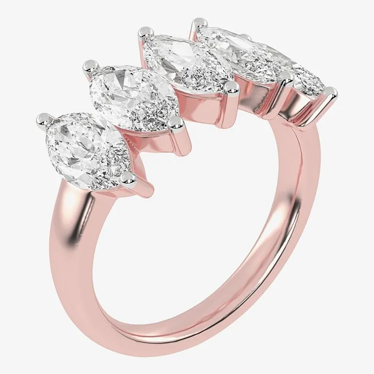 (G / Vs2-Si2) Womens 2 1/2 CT. T.W. Lab Grown White Diamond 14K Gold 5-Stone Anniversary Band