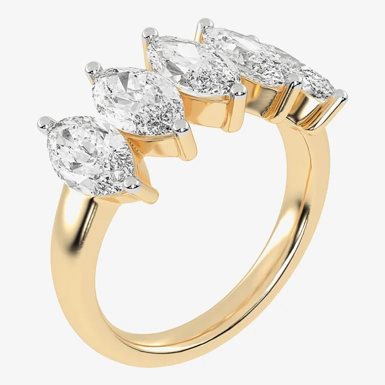 (G / Vs2-Si2) Womens 2 1/2 CT. T.W. Lab Grown White Diamond 14K Gold 5-Stone Anniversary Band