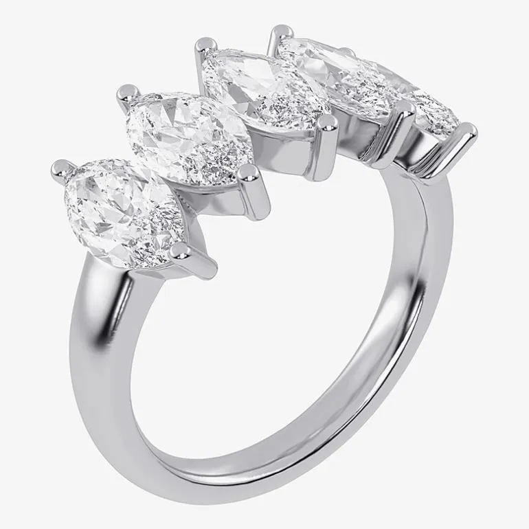 (G / Vs2-Si2) Womens 2 1/2 CT. T.W. Lab Grown White Diamond 14K Gold 5-Stone Anniversary Band