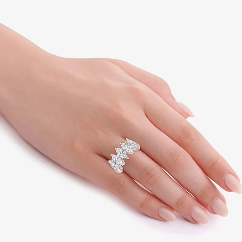 (G / Vs2-Si2) Womens 2 1/2 CT. T.W. Lab Grown White Diamond 14K Gold 5-Stone Anniversary Band