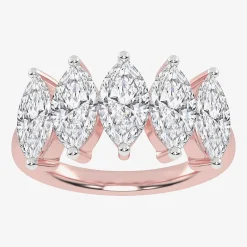 (G / Vs2-Si2) Womens 2 1/2 CT. T.W. Lab Grown White Diamond 14K Gold 5-Stone Anniversary Band