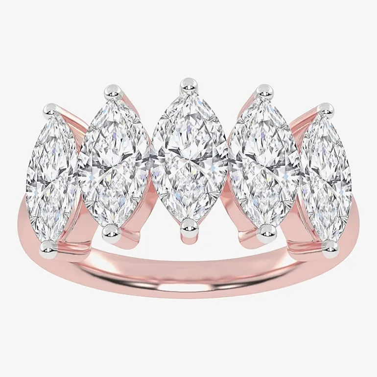 (G / Vs2-Si2) Womens 2 1/2 CT. T.W. Lab Grown White Diamond 14K Gold 5-Stone Anniversary Band