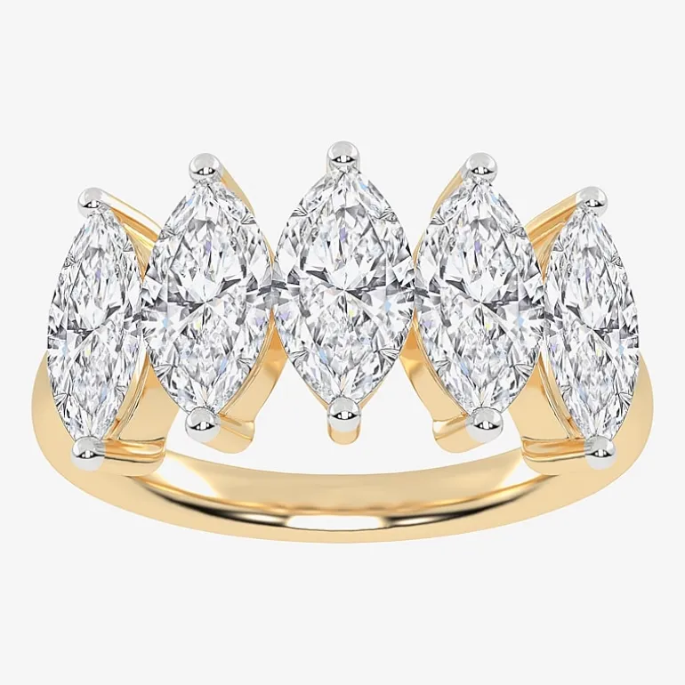 (G / Vs2-Si2) Womens 2 1/2 CT. T.W. Lab Grown White Diamond 14K Gold 5-Stone Anniversary Band