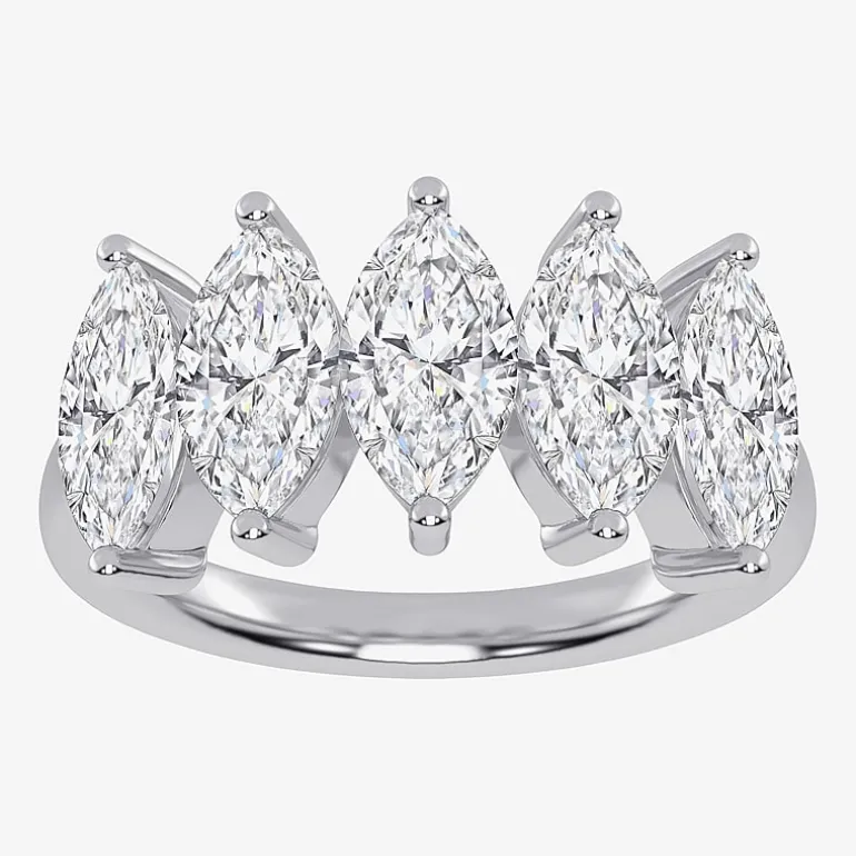 (G / Vs2-Si2) Womens 2 1/2 CT. T.W. Lab Grown White Diamond 14K Gold 5-Stone Anniversary Band