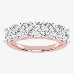 (G / Vs2-Si2) Womens 2 1/2 CT. T.W. Lab Grown White Diamond 14K Gold 5-Stone Anniversary Band