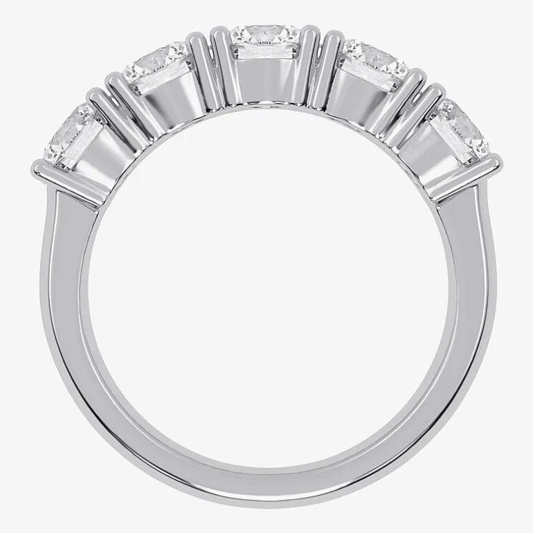 (G / Vs2-Si2) Womens 2 1/2 CT. T.W. Lab Grown White Diamond 14K Gold 5-Stone Anniversary Band