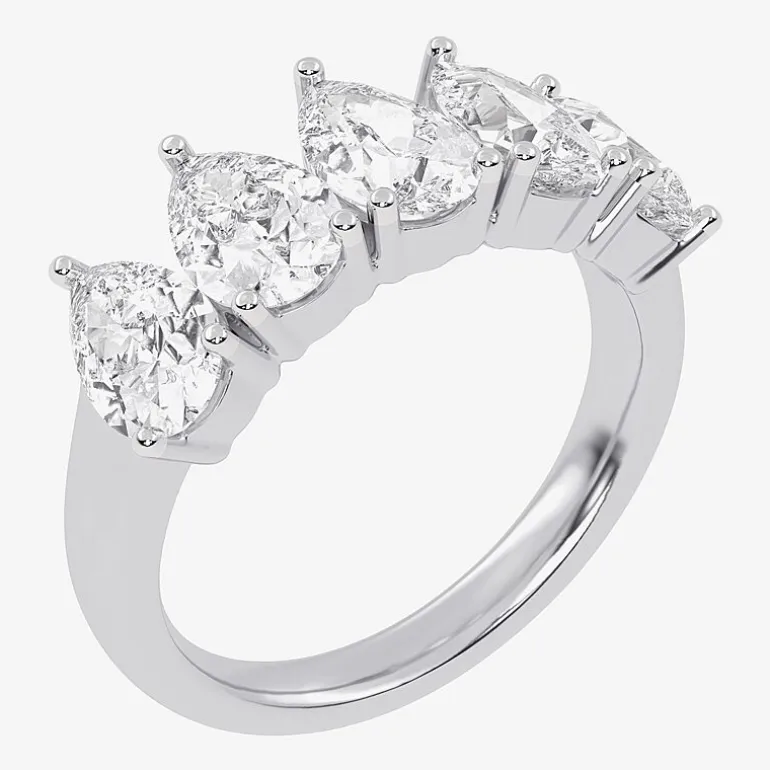 (G / Vs2-Si2) Womens 2 1/2 CT. T.W. Lab Grown White Diamond 14K Gold 5-Stone Anniversary Band