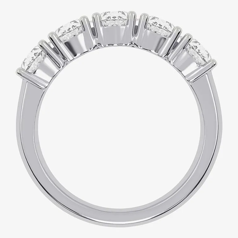 (G / Vs2-Si2) Womens 2 1/2 CT. T.W. Lab Grown White Diamond 14K Gold 5-Stone Anniversary Band
