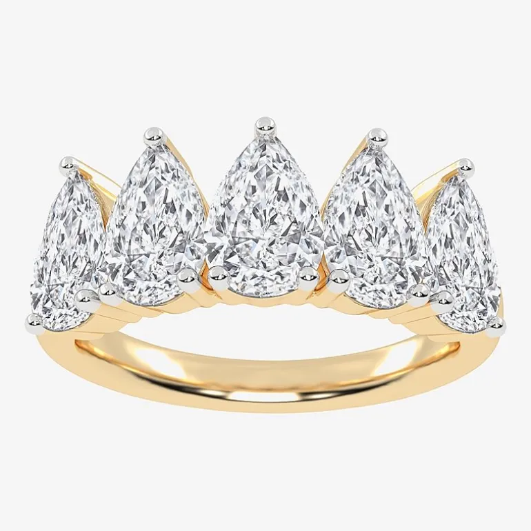 (G / Vs2-Si2) Womens 2 1/2 CT. T.W. Lab Grown White Diamond 14K Gold 5-Stone Anniversary Band