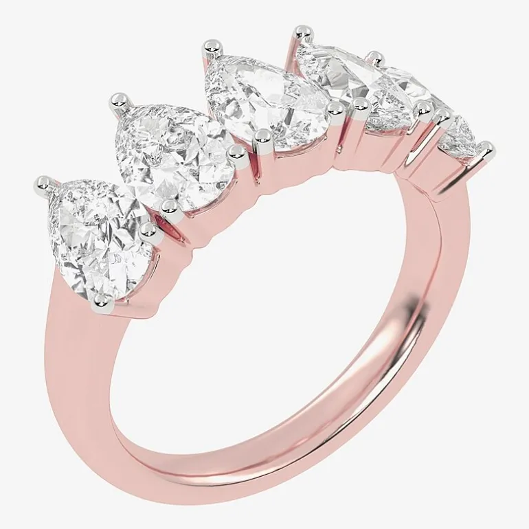 (G / Vs2-Si2) Womens 2 1/2 CT. T.W. Lab Grown White Diamond 14K Gold 5-Stone Anniversary Band