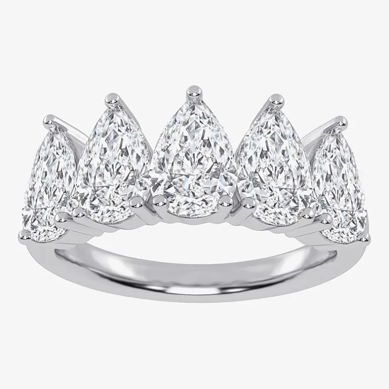 (G / Vs2-Si2) Womens 2 1/2 CT. T.W. Lab Grown White Diamond 14K Gold 5-Stone Anniversary Band