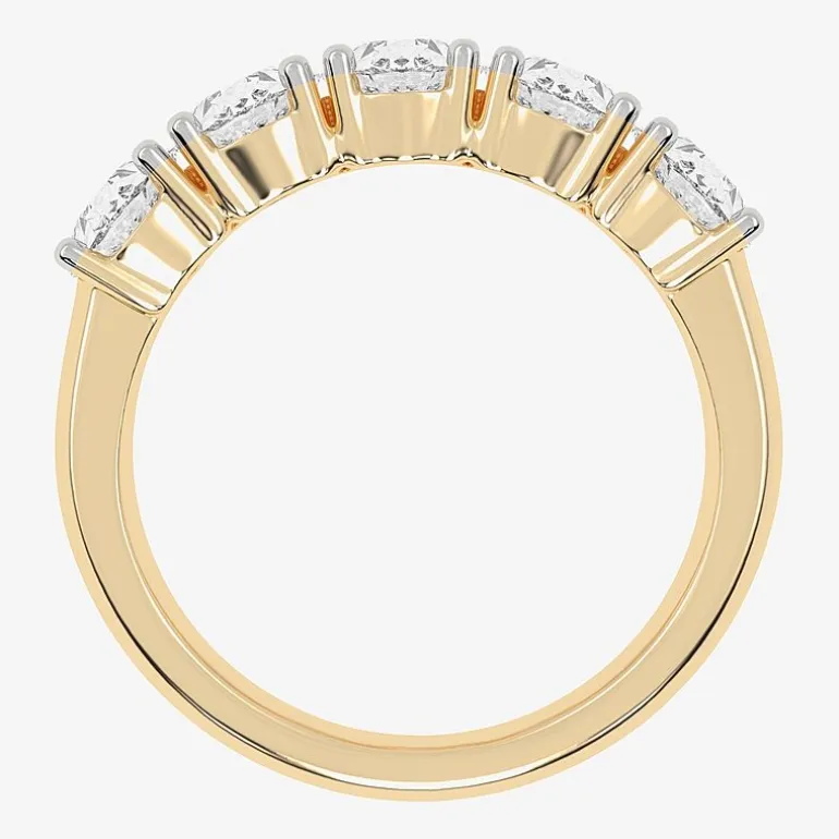 (G / Vs2-Si2) Womens 2 1/2 CT. T.W. Lab Grown White Diamond 14K Gold 5-Stone Anniversary Band