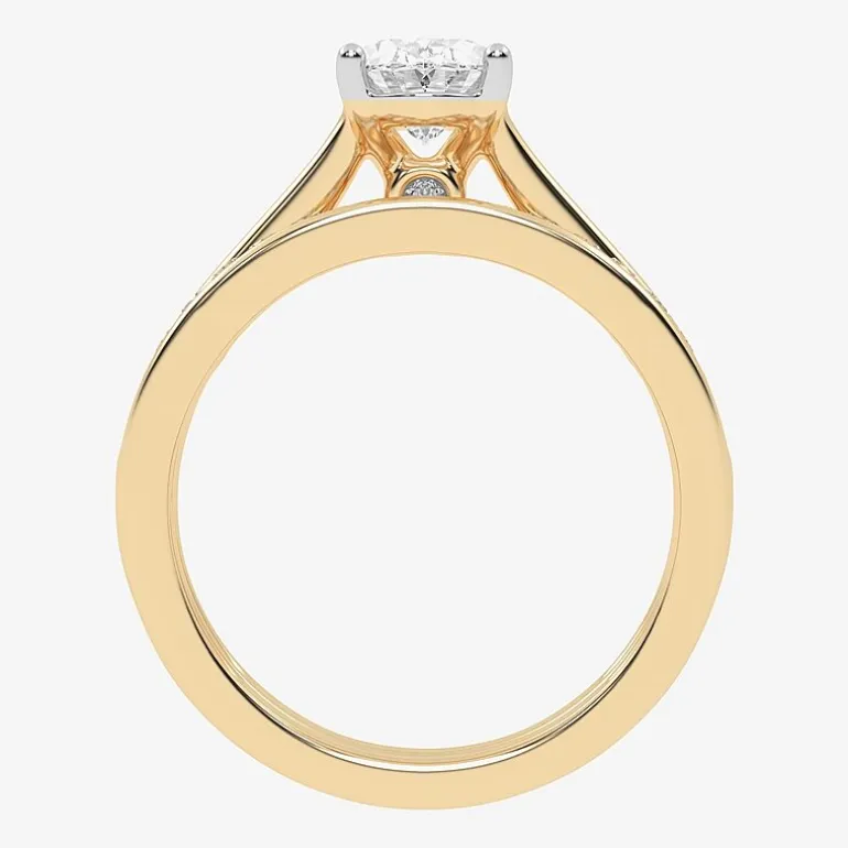 (G / Vs2-Si1) Womens 1 1/2 CT. T.W. Lab Grown White Diamond 10K Gold Oval Side Stone Bridal Set