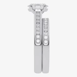 (G / Vs2-Si1) Womens 1 1/2 CT. T.W. Lab Grown White Diamond 10K Gold Oval Side Stone Bridal Set