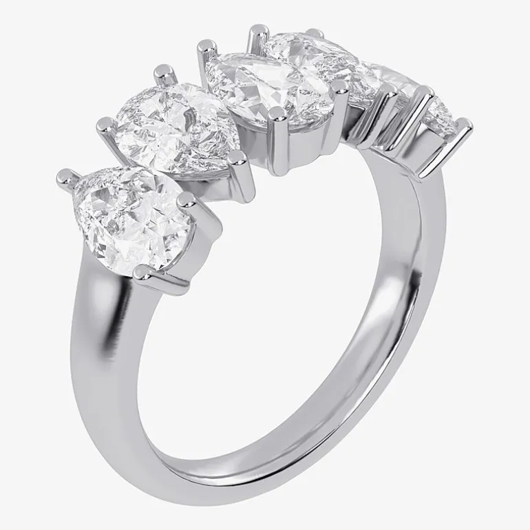 (G / Vs2-Si2) Womens 2 1/2 CT. T.W. Lab Grown White Diamond 14K Gold 5-Stone Anniversary Band