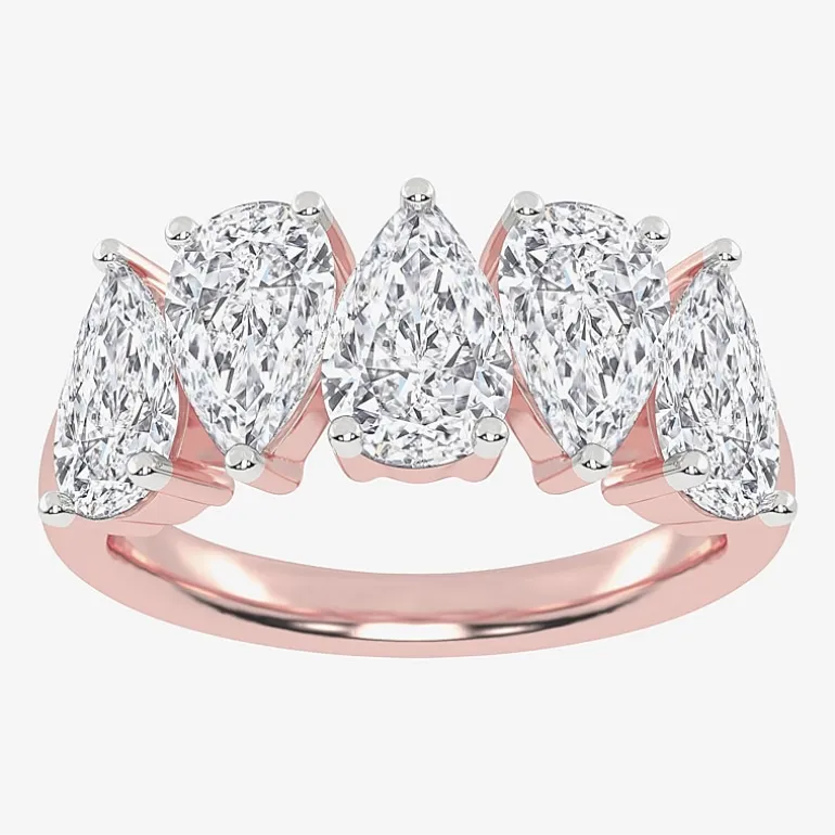 (G / Vs2-Si2) Womens 2 1/2 CT. T.W. Lab Grown White Diamond 14K Gold 5-Stone Anniversary Band