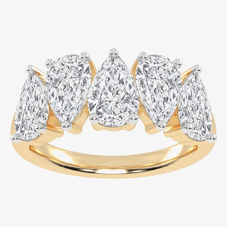 (G / Vs2-Si2) Womens 2 1/2 CT. T.W. Lab Grown White Diamond 14K Gold 5-Stone Anniversary Band