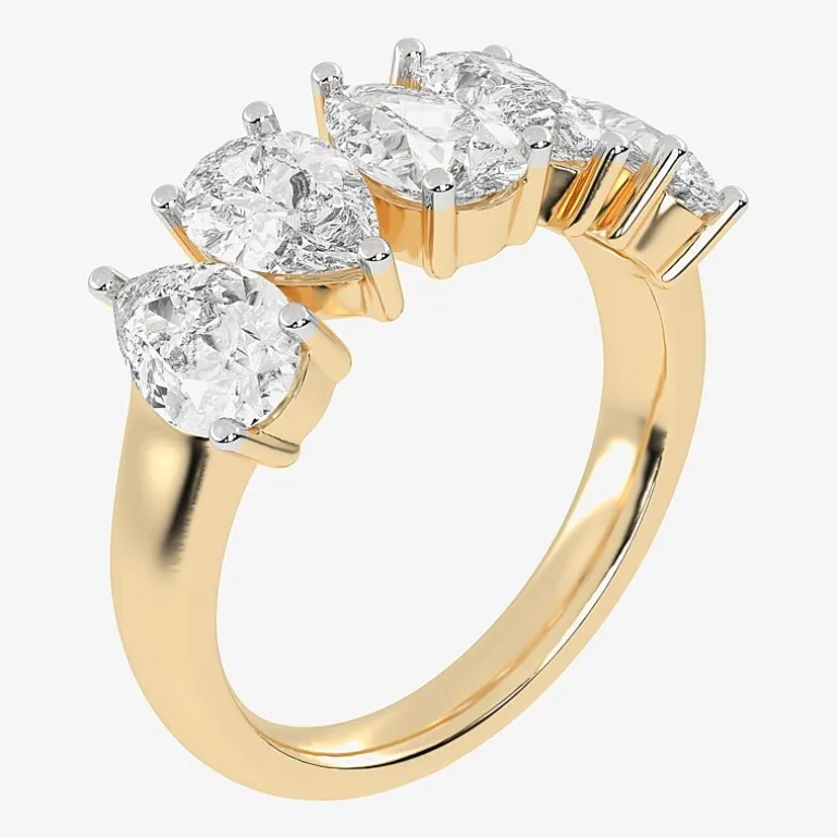 (G / Vs2-Si2) Womens 2 1/2 CT. T.W. Lab Grown White Diamond 14K Gold 5-Stone Anniversary Band