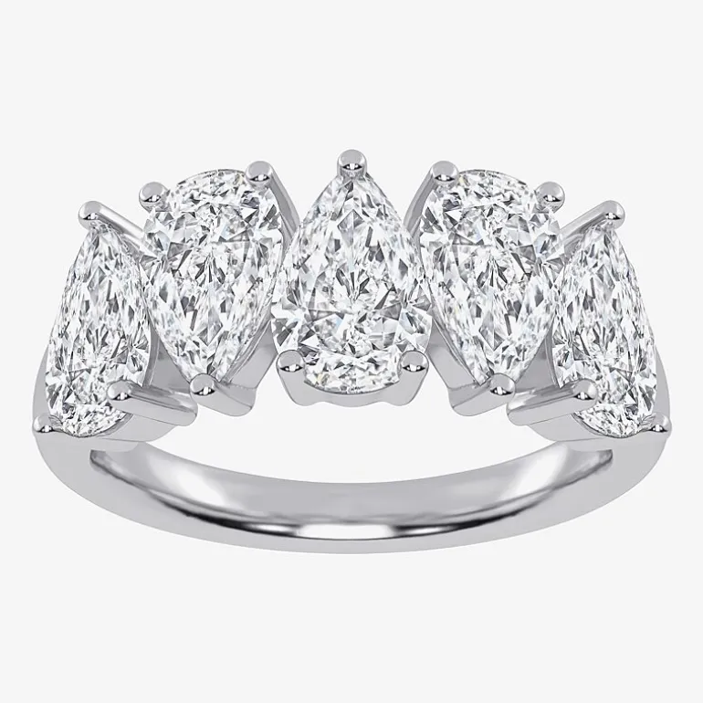 (G / Vs2-Si2) Womens 2 1/2 CT. T.W. Lab Grown White Diamond 14K Gold 5-Stone Anniversary Band