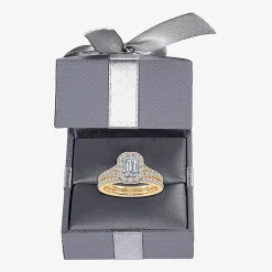 (G / Vs2-Si1) Womens 1 CT. T.W. Lab Grown White Diamond 10K Gold Side Stone Halo Bridal Set